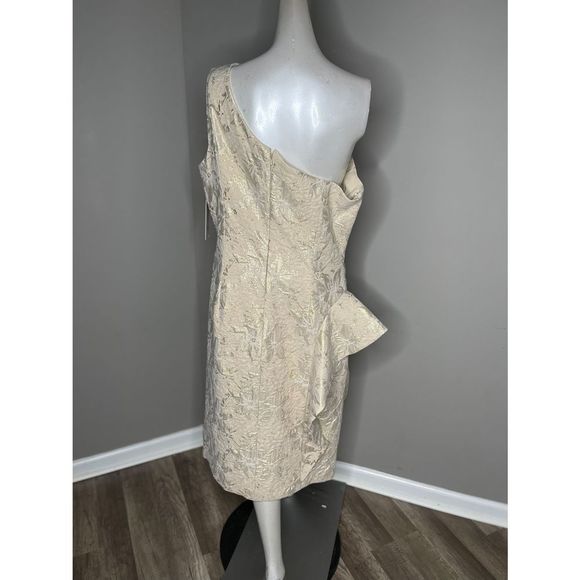 Teri Jon by Rickie Freeman
One-Shoulder Jacquard Rouched Side-Peplum Dress - Picture 7 of 9